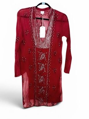 New Pia Tunic Red Kaftan Size Medium